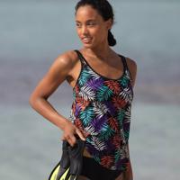 Fürdőruha tankini top Malaya nyomtatással, nagy mellméretű mellrészhez